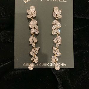Cubic zirconia floral drop wedding or special occasion earrings